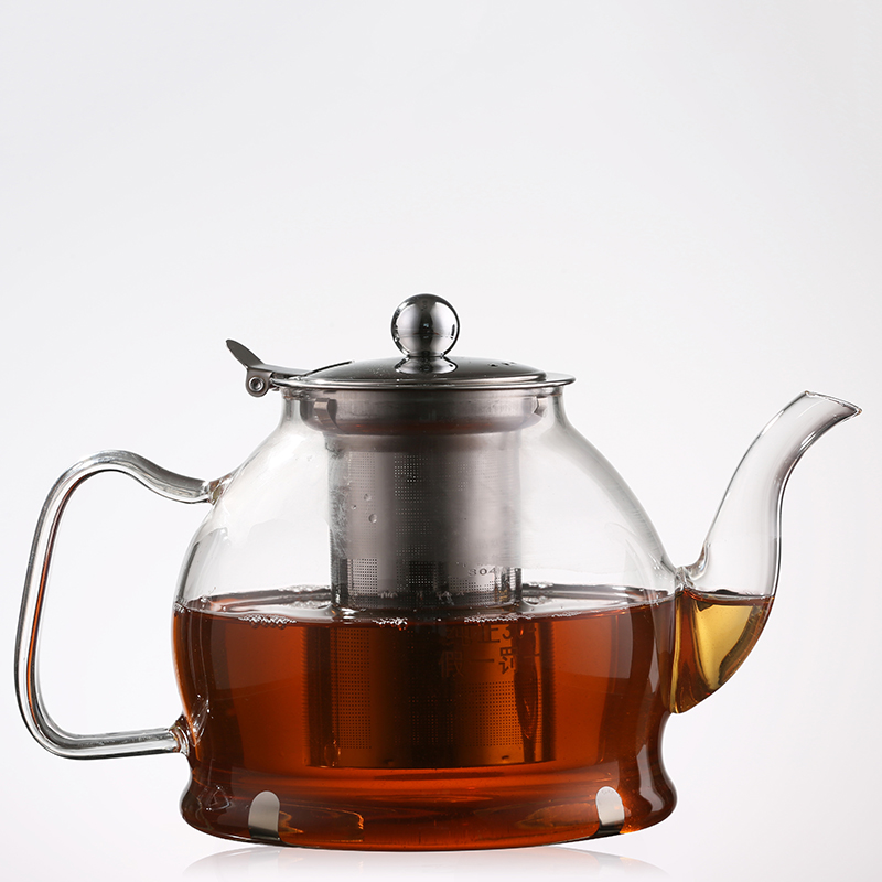 With removable stainless steel filter 600ML transparent heat-resistant teapot small glass teapot 