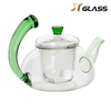  Teapot 600ML Green Handle Glass Teapot Infuser