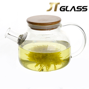 Fire Resistant Glass Teapot Borosilicate Glass Tea Pot Heat Resistant Glass Teapot with Bamboo Lid And Infuser