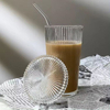 Glass Coffee Cup with Straw And Lid