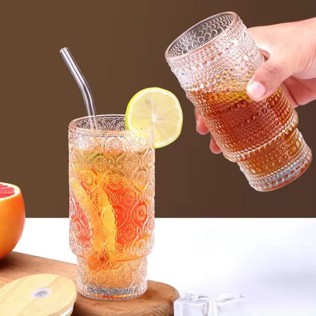Glass Drink Cup with Straw And Lid