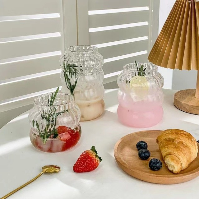 jtglass caterpillar cup vertical pattern glass coffee cup