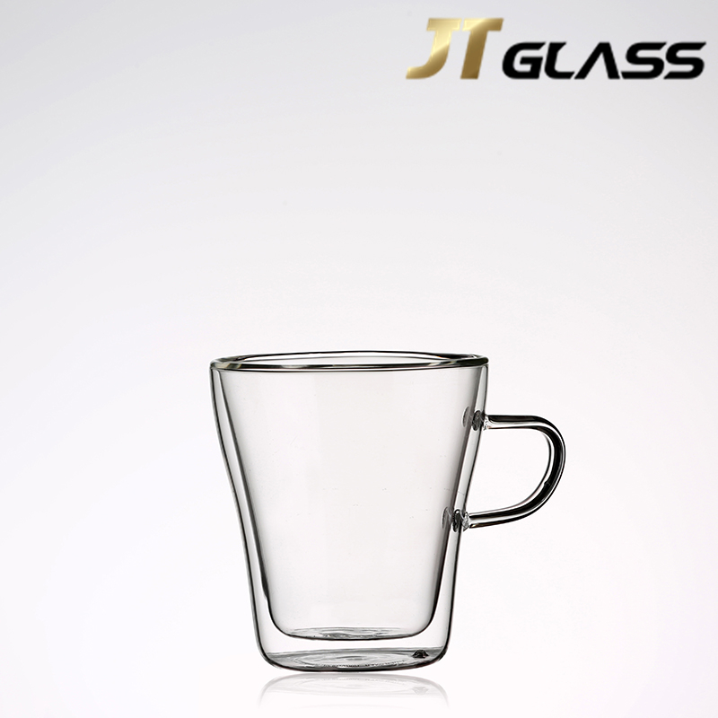 Double Walled Insulated Glass Coffee Mugs/Tea Cups with Handle for Drinking Tea 