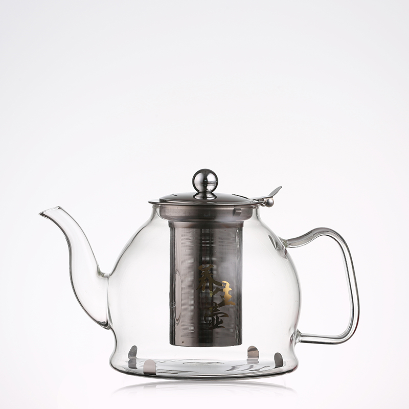 With removable stainless steel filter 600ML transparent heat-resistant teapot small glass teapot 
