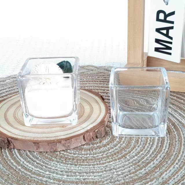 jtglass Transparent square glass candle holder DIY aromatherapy glass candle holder empty glass cup