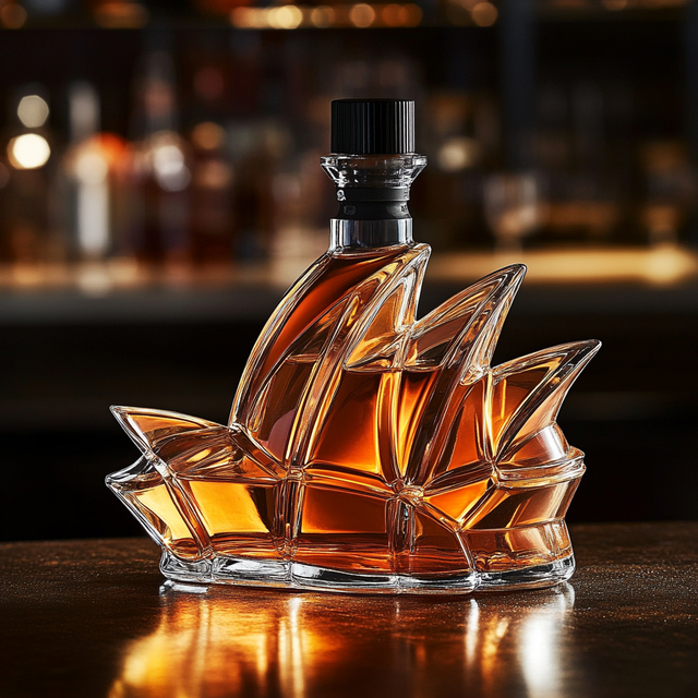 Customized high-end handmade Sydney Opera House bottle of whiskey