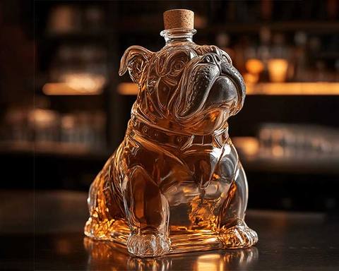 Bulldog Dog Shaped Whiskey Decanter Bottle