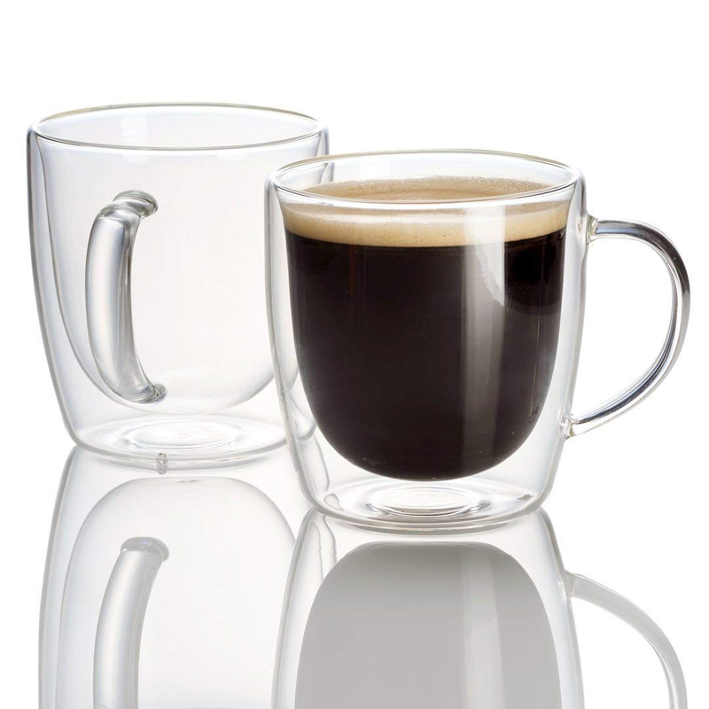 Amazon Hot Selling Coffee Tea Cup Cup Water Cup 12oz Double-layer Vacuum Mug Latte Cappuccino Espresso Glassware