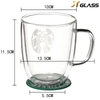 Factory Direct Glassware Borosilicate Double Wall Glass Coffee With Handle Logo 