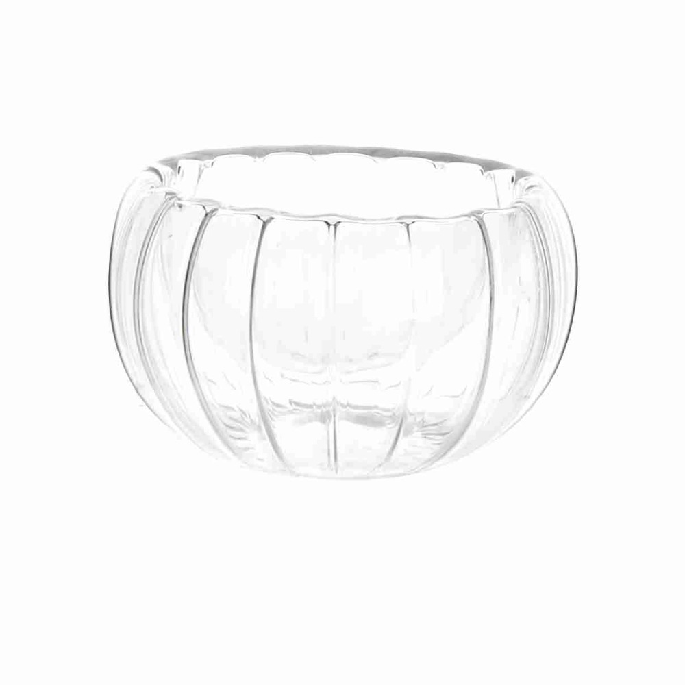 custom high borosilicate double wall pumpkin shape glass cup for tea