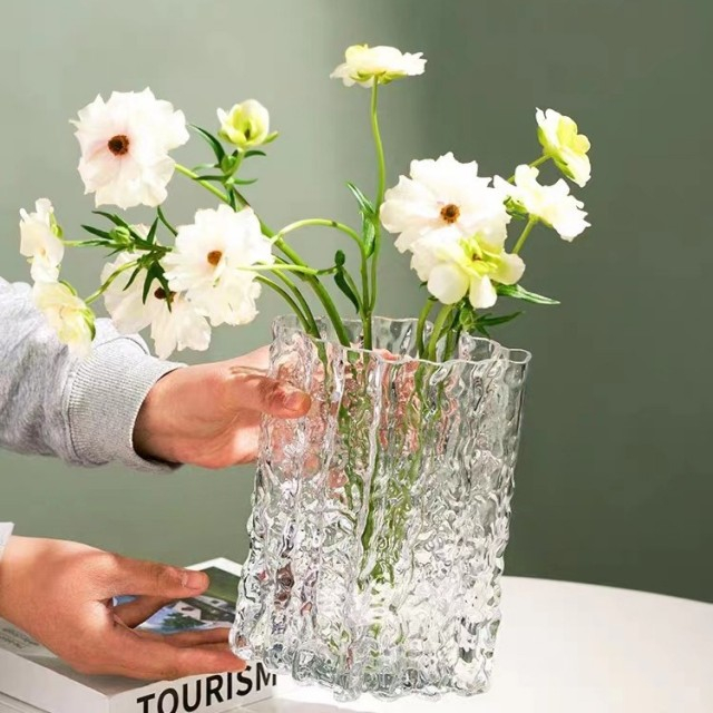 Glass vase glass large vase diamond glacier light luxury