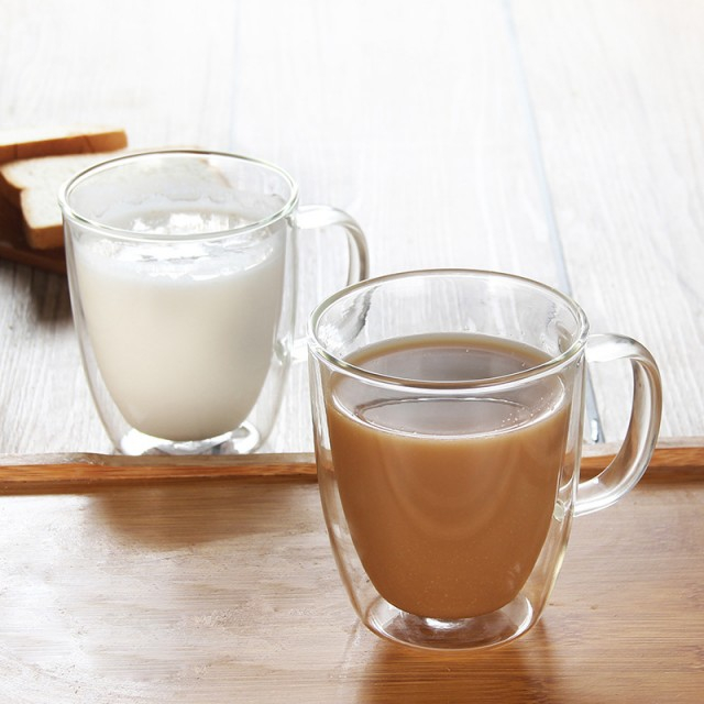 Insulated double wall coffee cup transparent glass 430/500ML