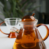 Glass pitcher with glass infuser and glass lid,