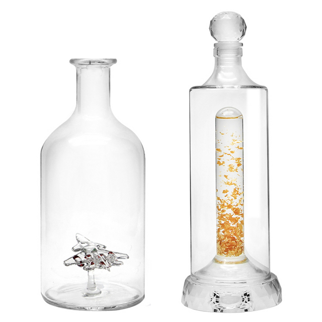 Customized high borosilicate glass airplane alcohol bottles