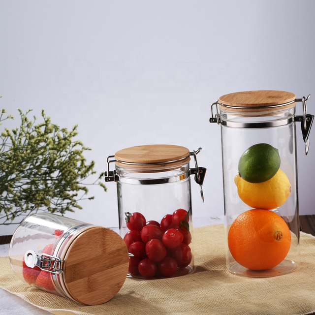 High Quality Round Borosilicate Heat Resistant Glas Storage Jar with Bamboo Lid