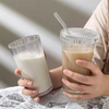 Glass Coffee Cup with Straw And Lid