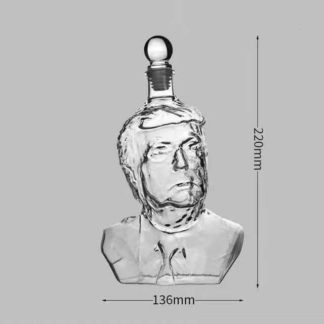 Trump Styled Glass Wine Bottle