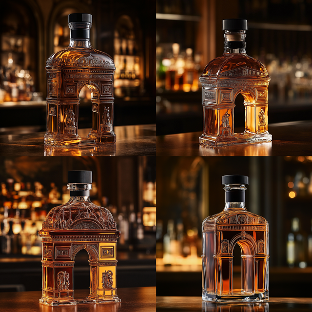 Customized High-end Sculptural Triumphal Arch Glass Booze Bottle