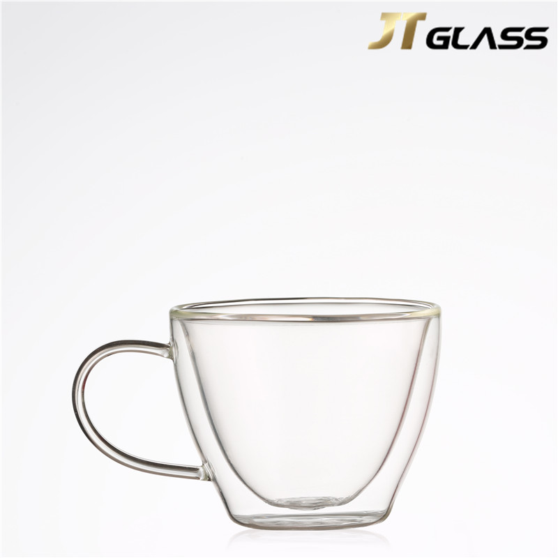 Clear Drinking Borosilicate Glass Tea Cup With Handle 