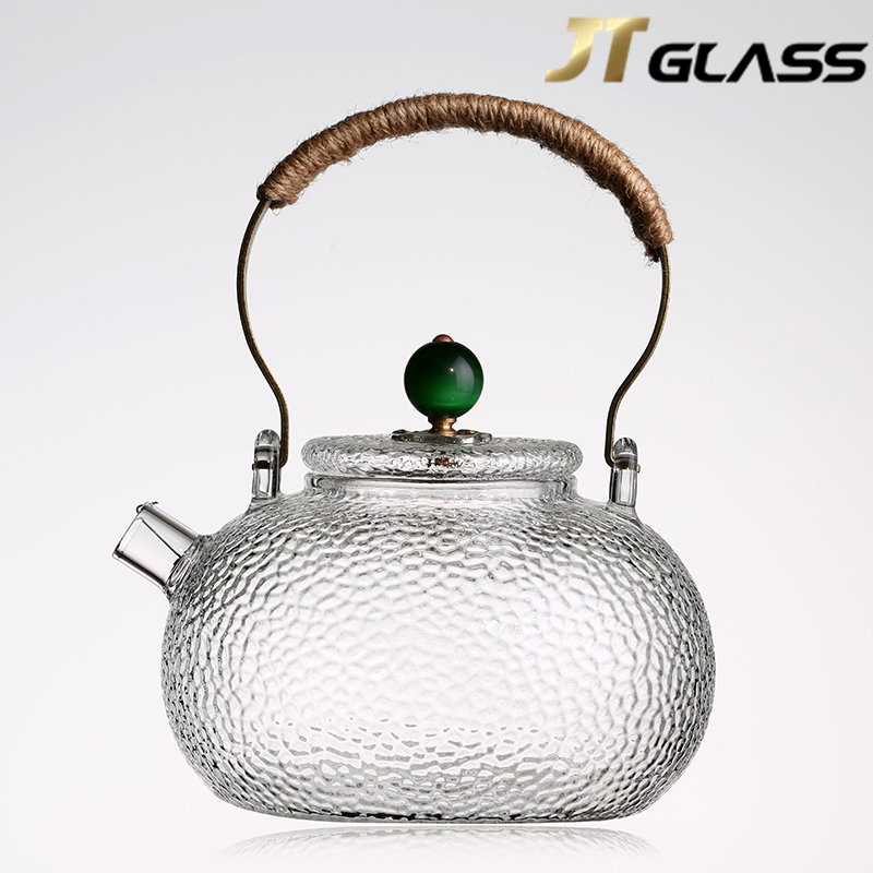 Hammer Pattern Glass Tea Pot And Kettle with Infuser 