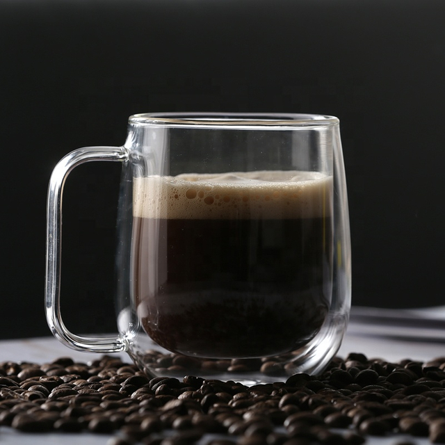 Hot selling reusable double wall glass coffee mug