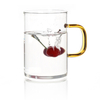 handmade eco friendly single wall glass cup transparent glass cup with colored handle