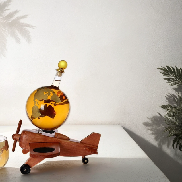jtglass Airplane whiskey decanter set, airplane globe set