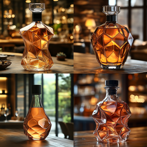 Customized high-end hand carved patterned glass tequila bottles