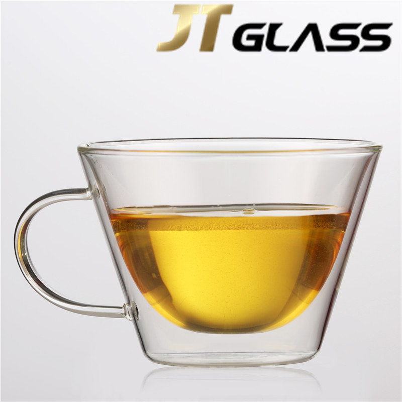 Dishwasher & Microwave Safe Double Wall Borosilicate Glass Cups Coffee Mug with Handle 