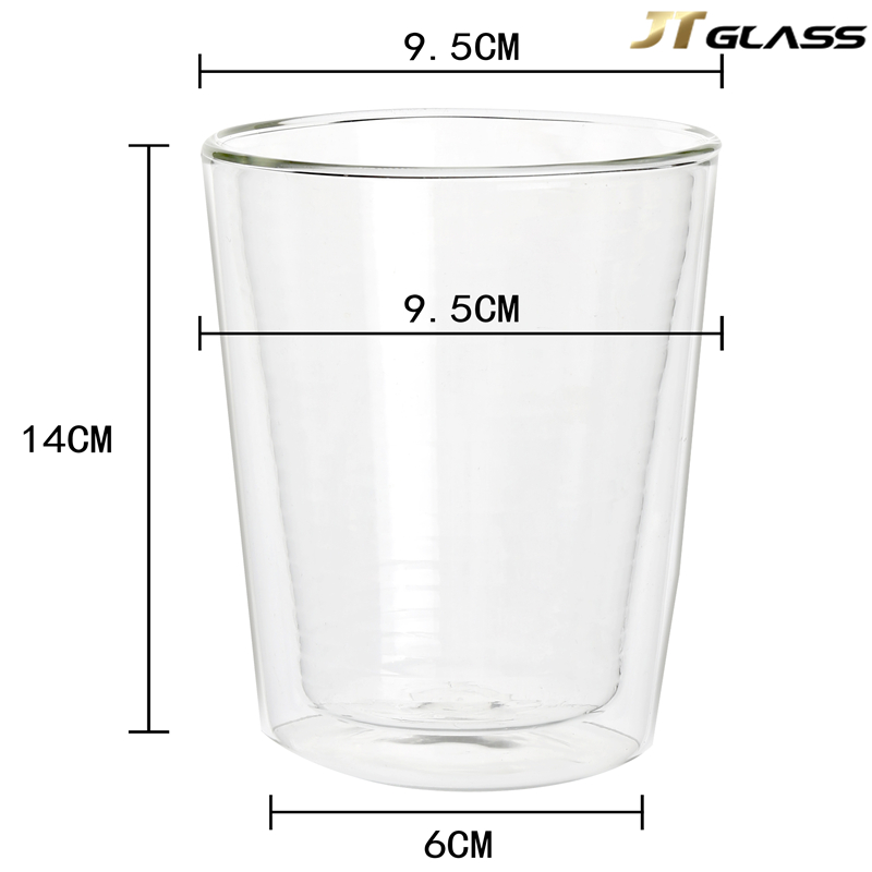 Transparent Personalized Double Layer Reusable Borosilicate Glass Coffee Mug 