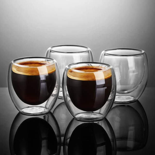Double wall glass coffee cup