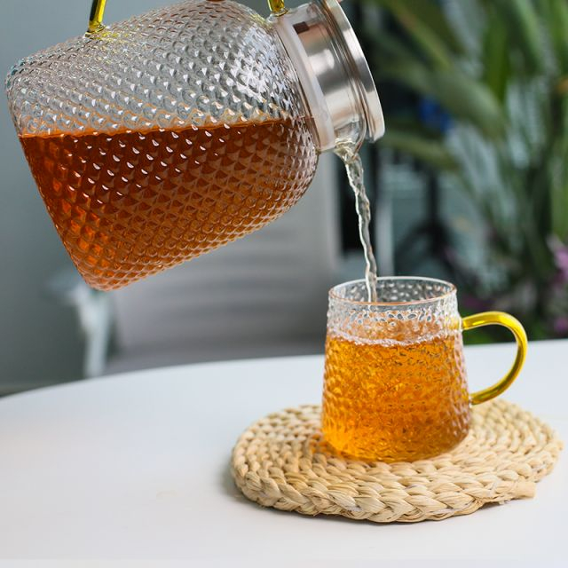 Glass kettle Heat-resistant glass kettle Transparent juice jug Beverage bottle Teapot Suitable for hot or cold iced tea