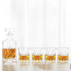 Square Carved Glass Whiskey Bottle Set