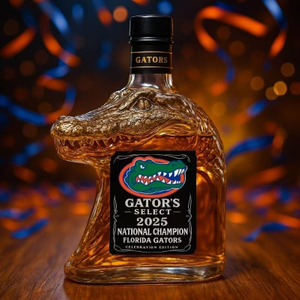 Customized Crown Shaped High End Glass Custom Whiskey Bottle
