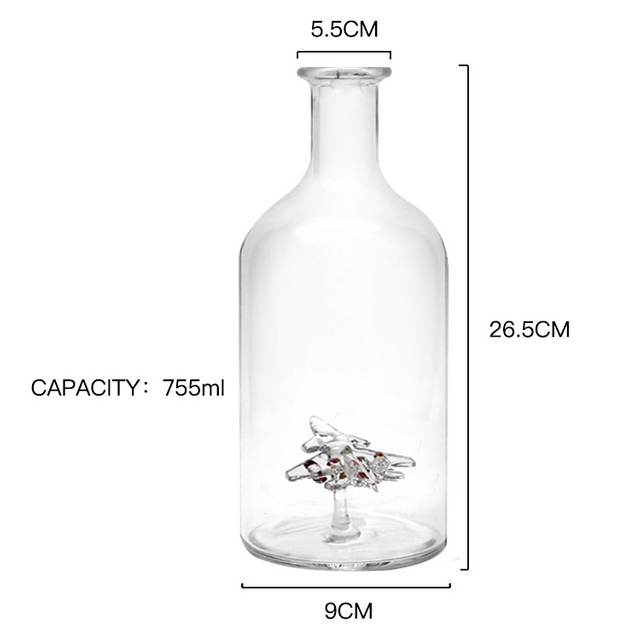 Customized high borosilicate glass airplane alcohol bottles