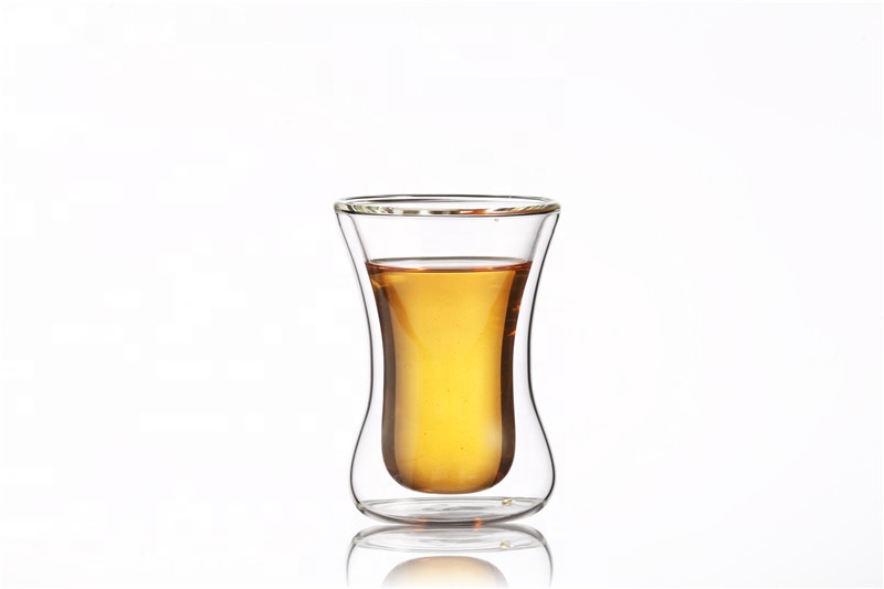 Handmade Hourglass Shaped Double Transparent Glass Insulated Cup Coffee Cup