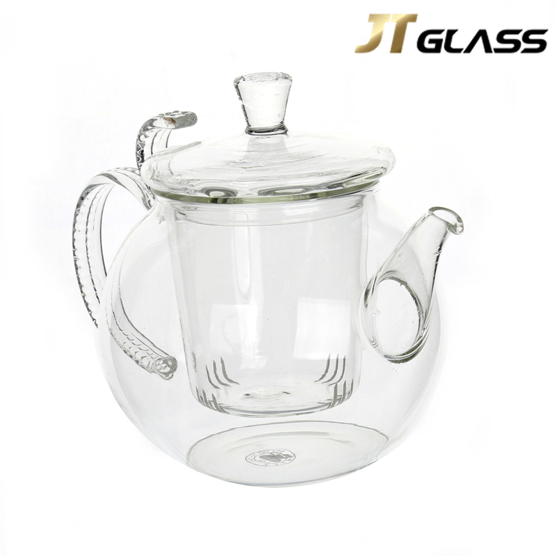Tableware Handblown 800ml Transparent Borosilicate Glass Teapot With Infuser