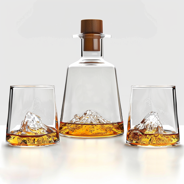 Wholesale Custom Handmade 3D Mountain Shaped Glass Personalized Gin Bottle