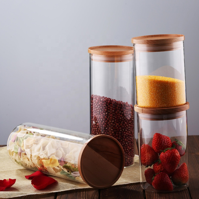 Borosilicate glass storage jars with lids, airtight jars, food safe