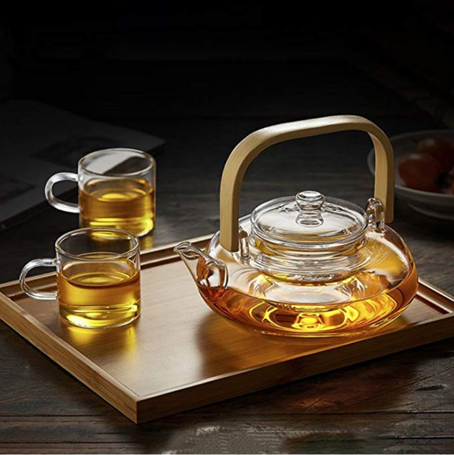 Custom Luxury Large Borosilicate Glass Heat Resistant Glass Teapot To Boil Water