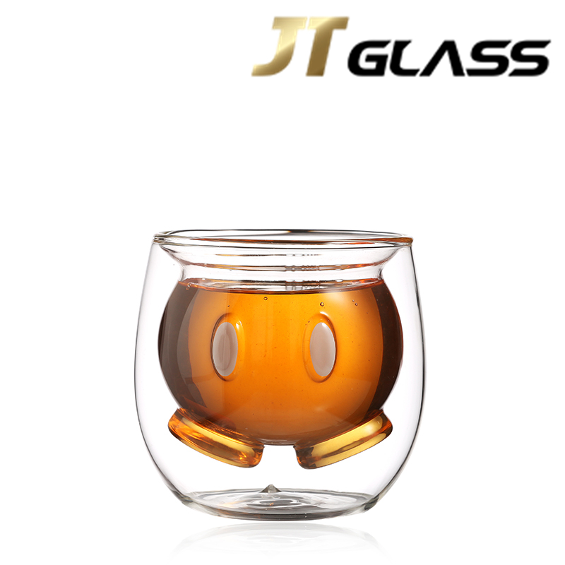 Double-layer Cartoon Glass Heat-resistant Cute Transparent Creative Glass Cup 
