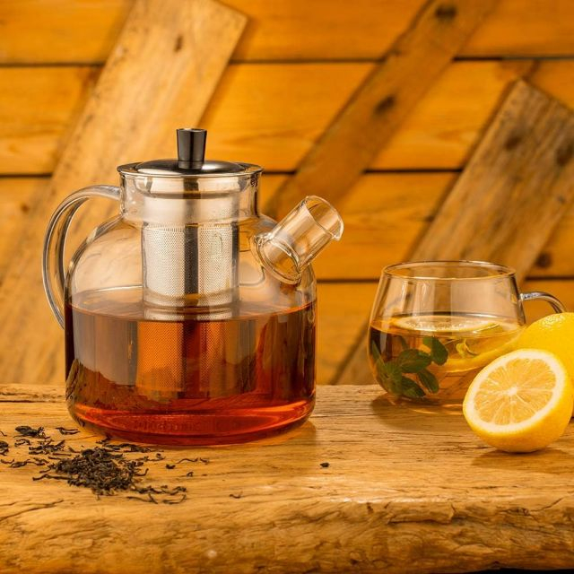 1500 ml (52 oz) glass teapot with removable infuser,