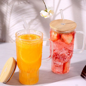 Sunflower Iced Coffee Glass with Lid And Straw Handle