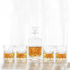 Square Carved Glass Whiskey Bottle Set