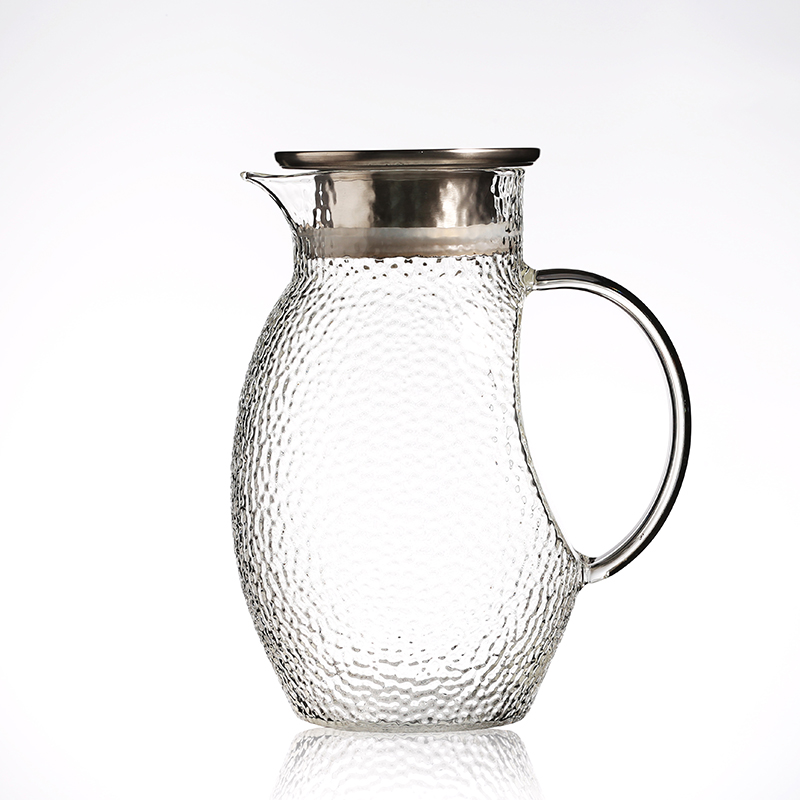 Heat Resistant Borosilicate Glass Water Pitcher / Carafe / Jug with Stainless Steel Filter Lid