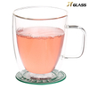 Double layer heat-resistant glass coffee cup with handle