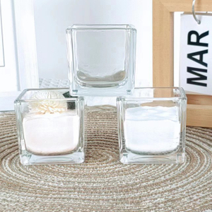 jtglass Transparent square glass candle holder DIY aromatherapy glass candle holder empty glass cup