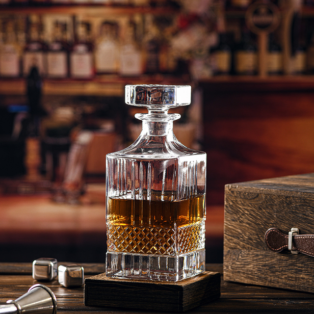 Square Glass Wine Bottle Set